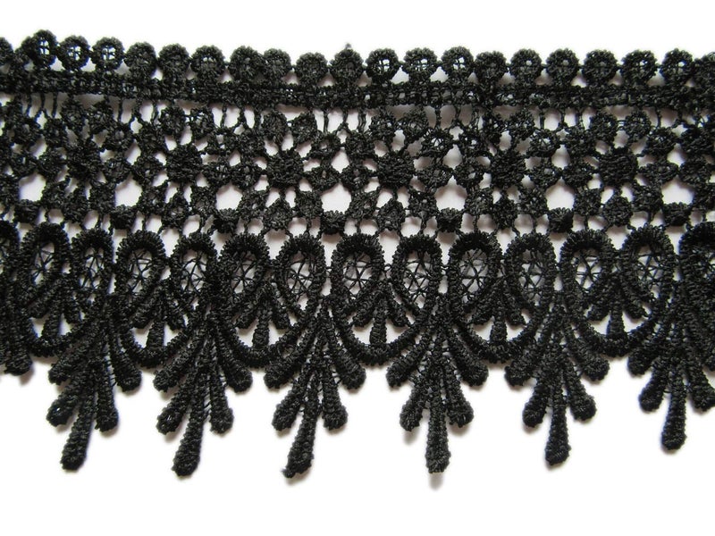 YYCRAFT 5 Yards Black Lace Edge Trim Wedding Applique DIY Sewing Crafts(Width:3.5")